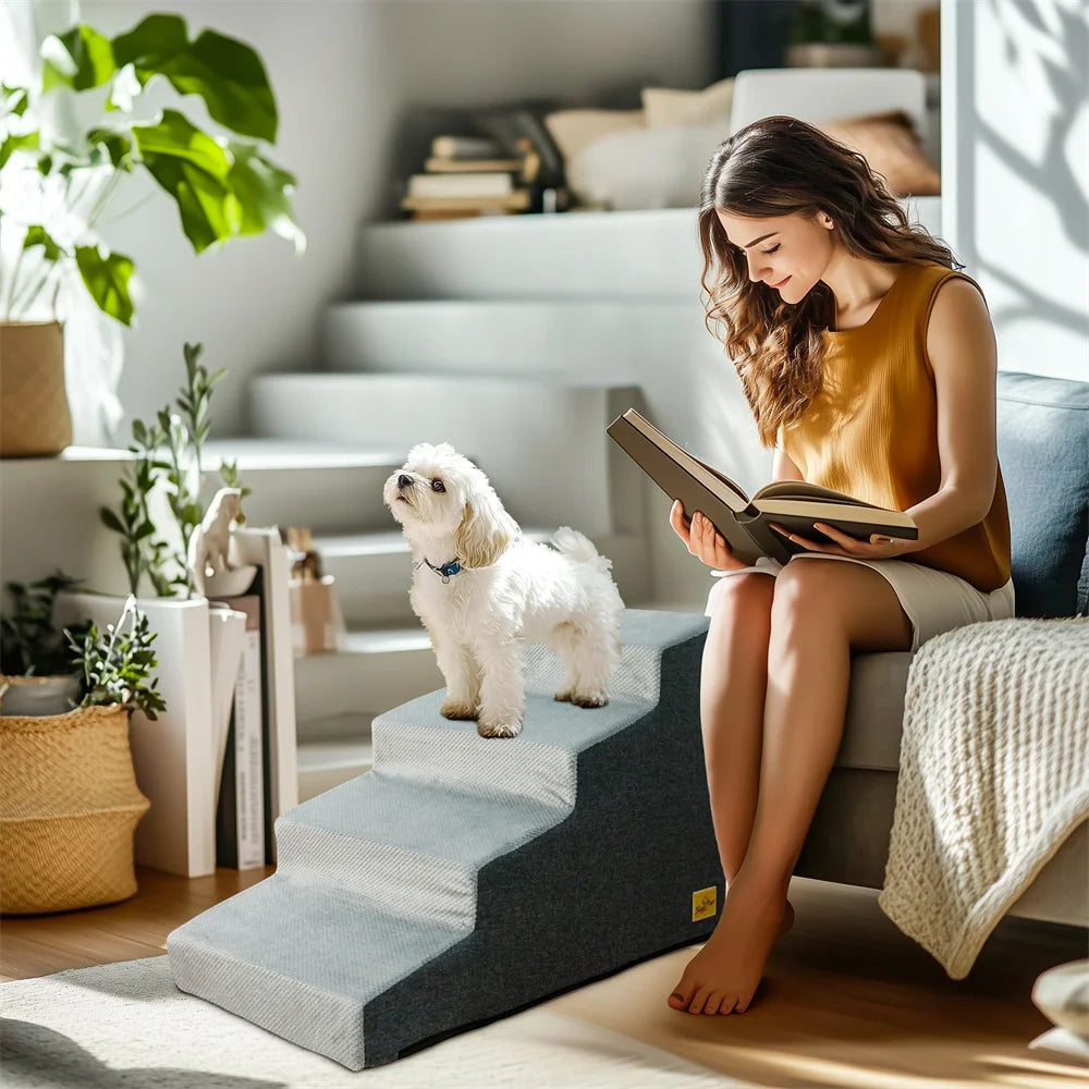 Pet 3 Or 4 Step Stair Dog Cat Ladder High Density Foam