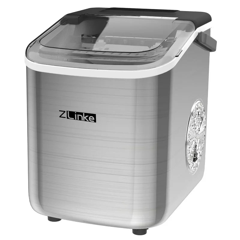 Countertop Ice Maker Portable Self Cleaning Machine Produces 9 Bullet Ice Cubes in 6 Minutes 26.5 Pounds Per Day Includes Ice Scoop and Basket