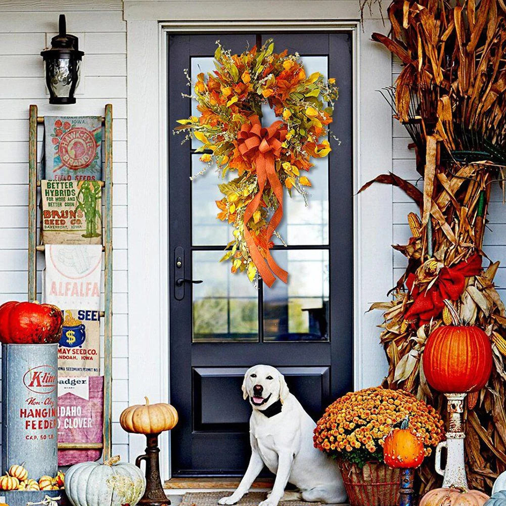 Farmhouse Autumn Maple Leaf Wreath for Home and Restaurant