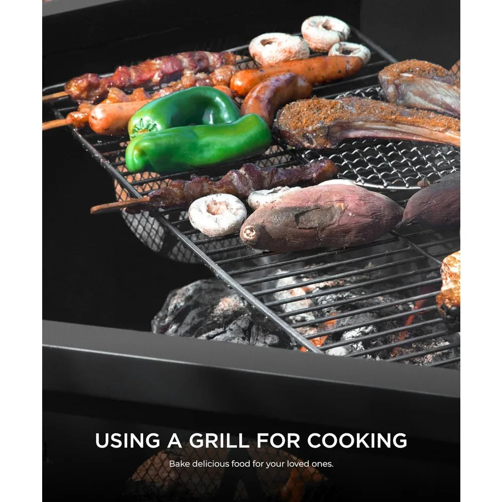 35 Inch Fire Pit With Cooking Grill Heavy Duty Design