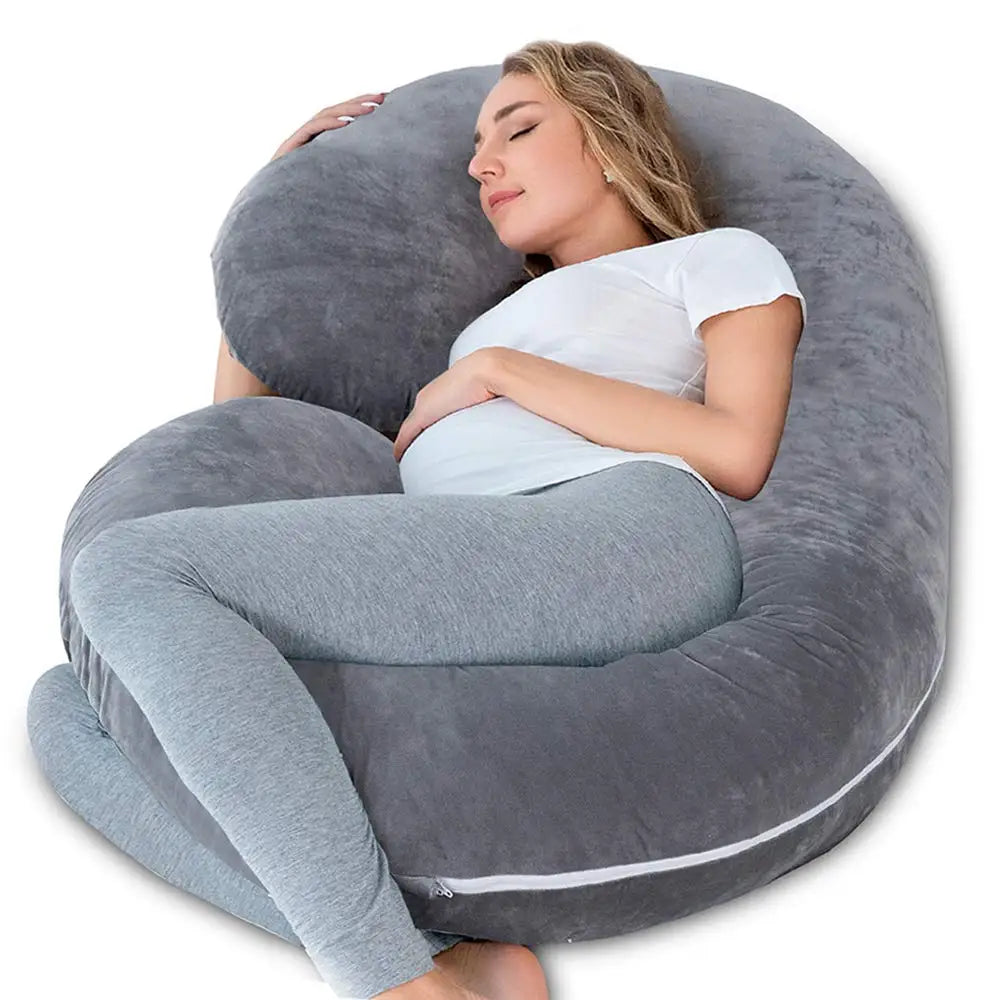 Pregnancy Pillow Maternity Body Pillow with Velvet Cover C Shaped for Sleeping