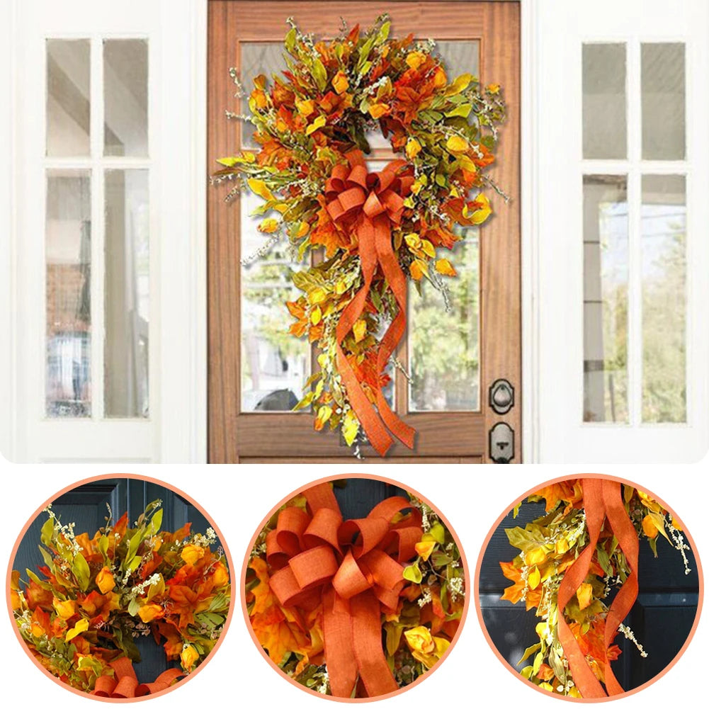 Farmhouse Autumn Maple Leaf Wreath for Home and Restaurant