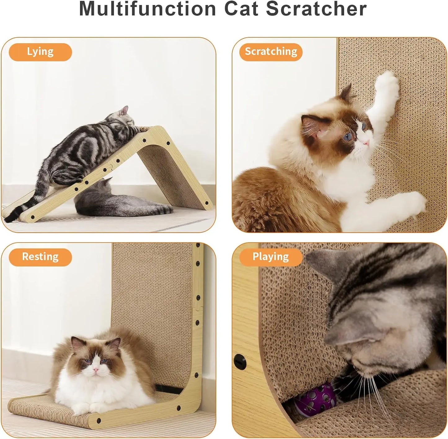 L Shape Cat Scratcher, 23.6 Inch for Indoor Cats Furniture
