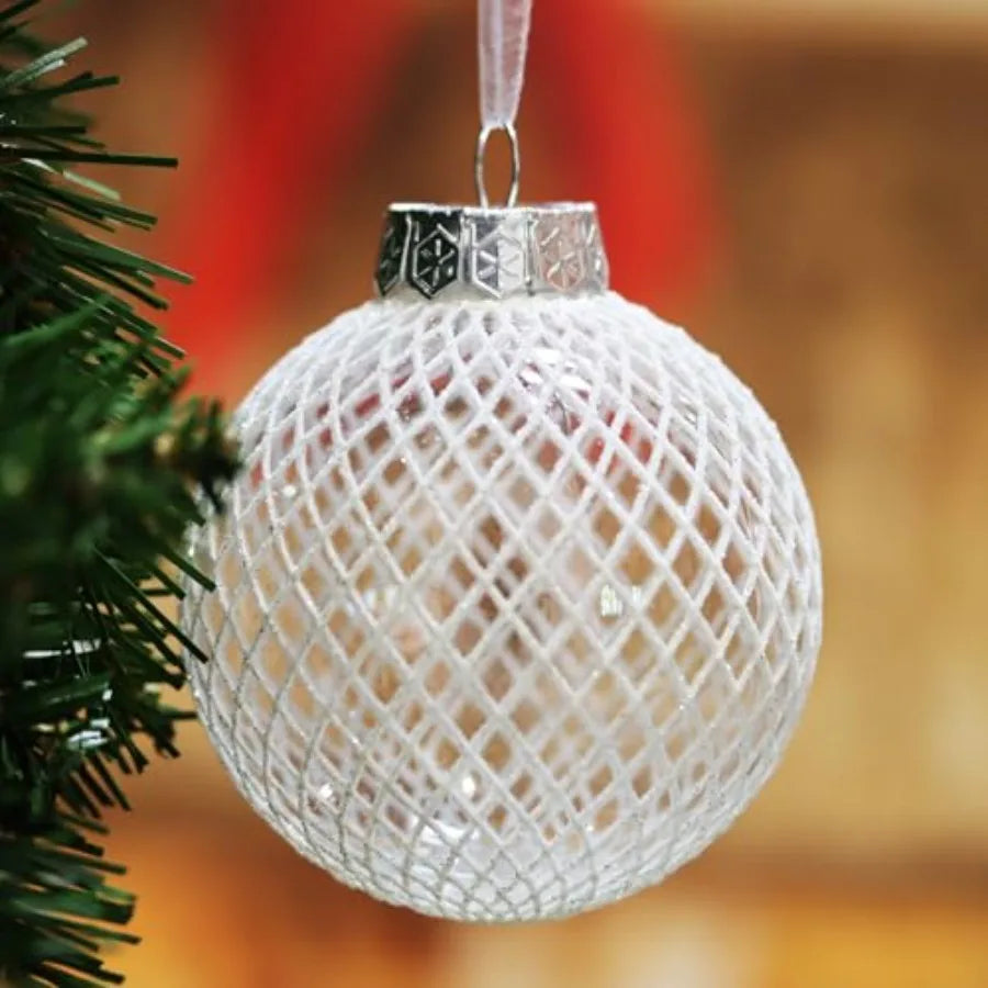 White Shatterproof Plastic Christmas Tree Ornaments Set 28 Pack For Durable Holiday Decorations