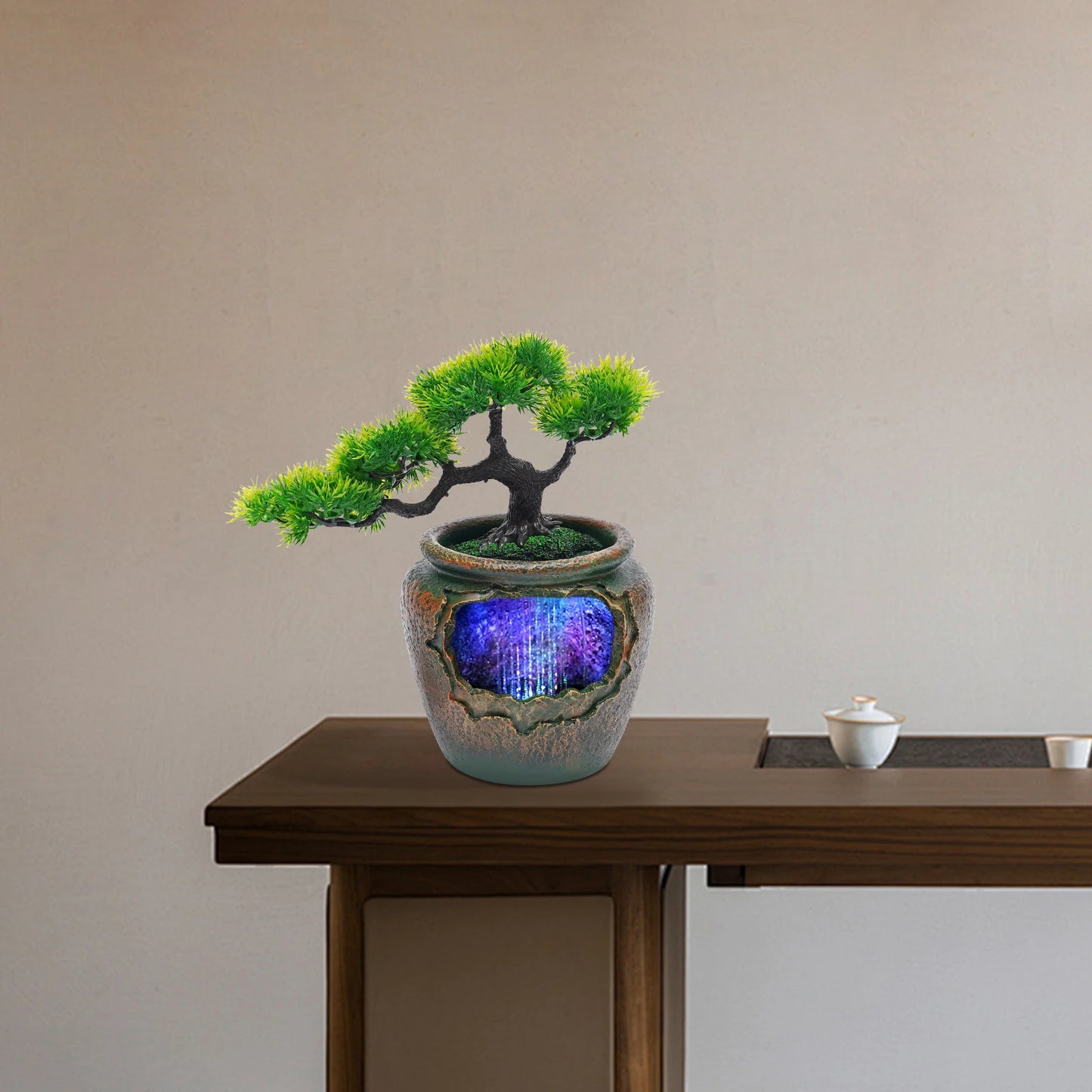 Tree Style Desktop Art Decoration with LED Lights Fountain