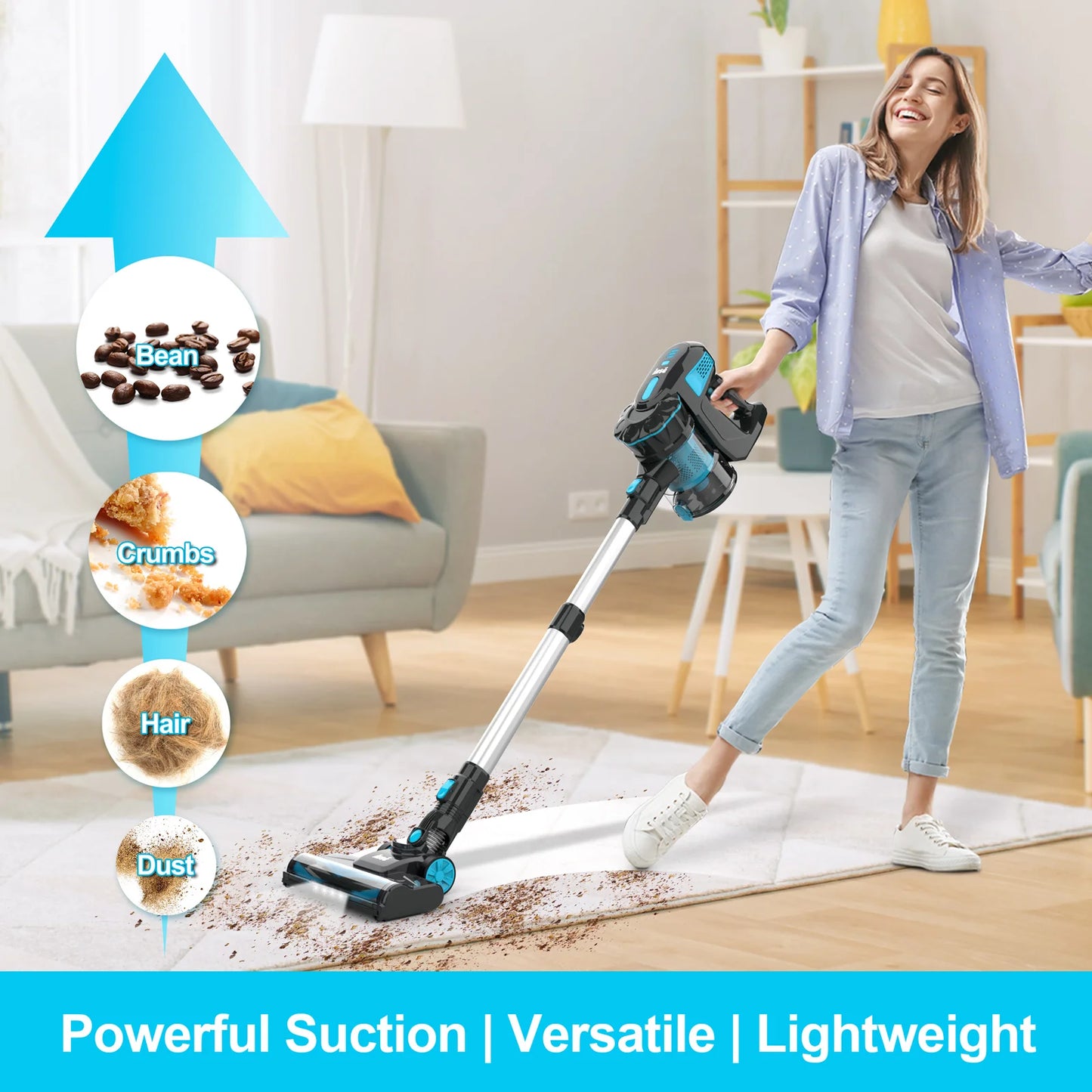 INSE Cordless Vacuum Cleaner, 20KPa Stick Vacuum 40min Runtime