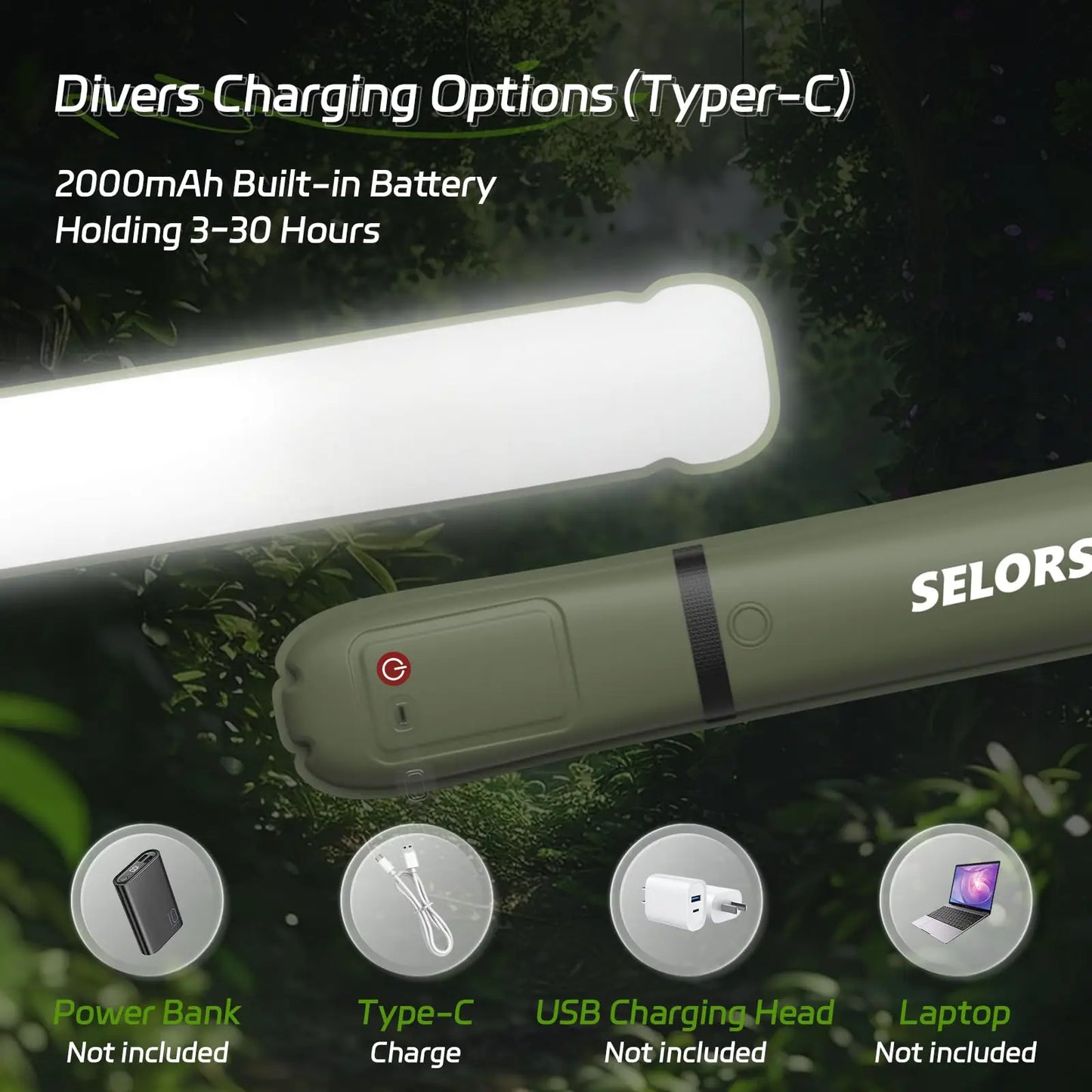Rechargeable Portable Camping Light 2000mAh Waterproof Tent Lamp