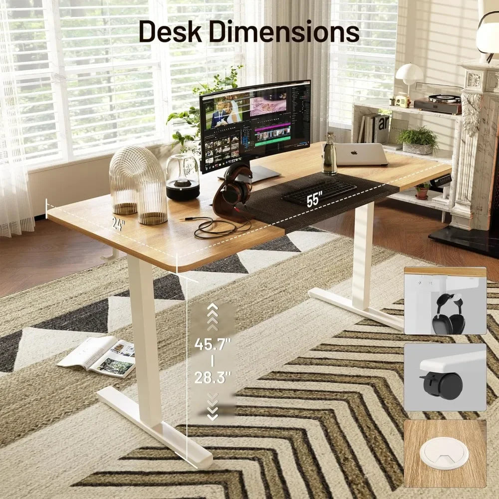 Electric Standing Desk 55 Inch Height Adjustable Ergonomic