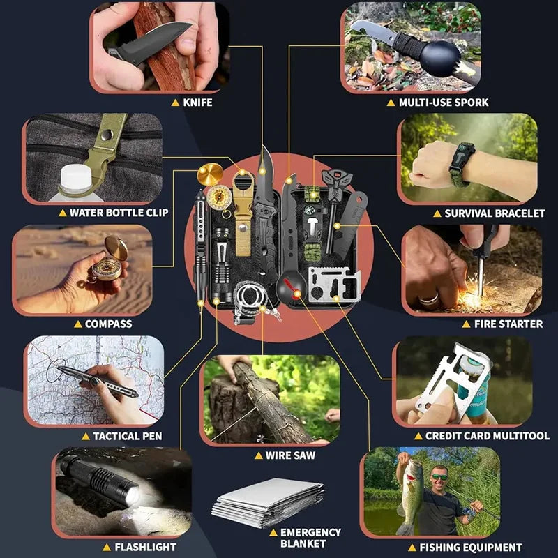 18 in 1 Outdoor Survival Kit Emergency Gear for Travel