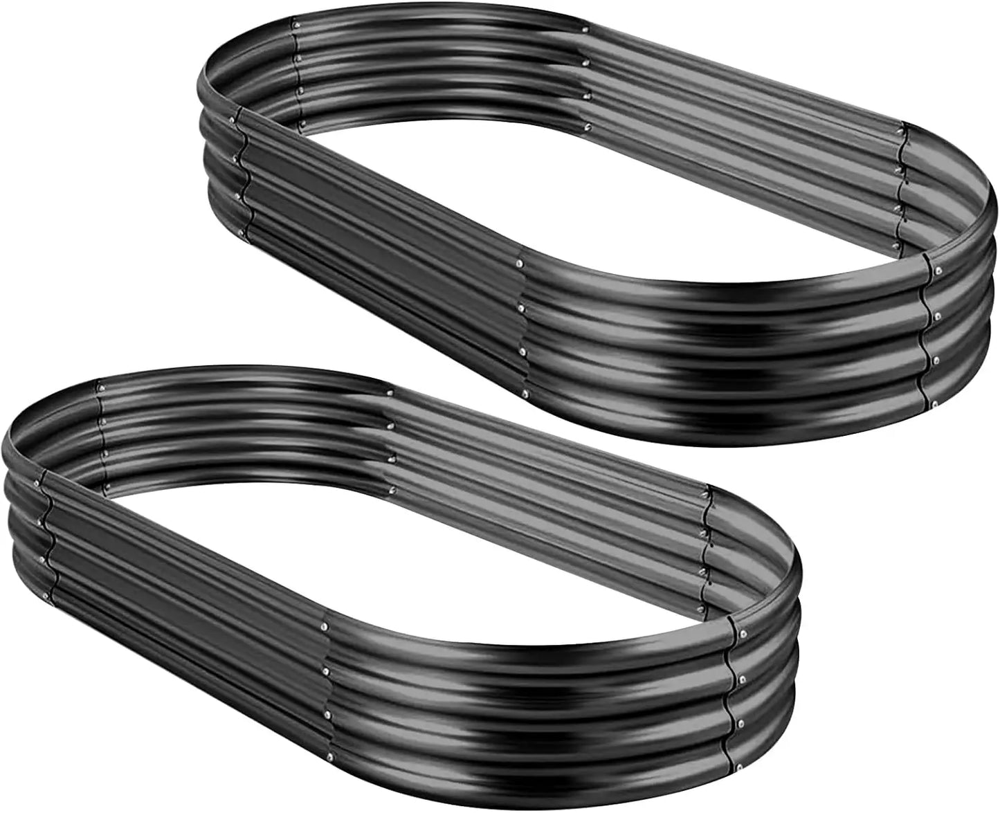 2Pcs Galvanized Raised Garden Bed Kit for Vegetables with Drainage Holes 4x2x1ft