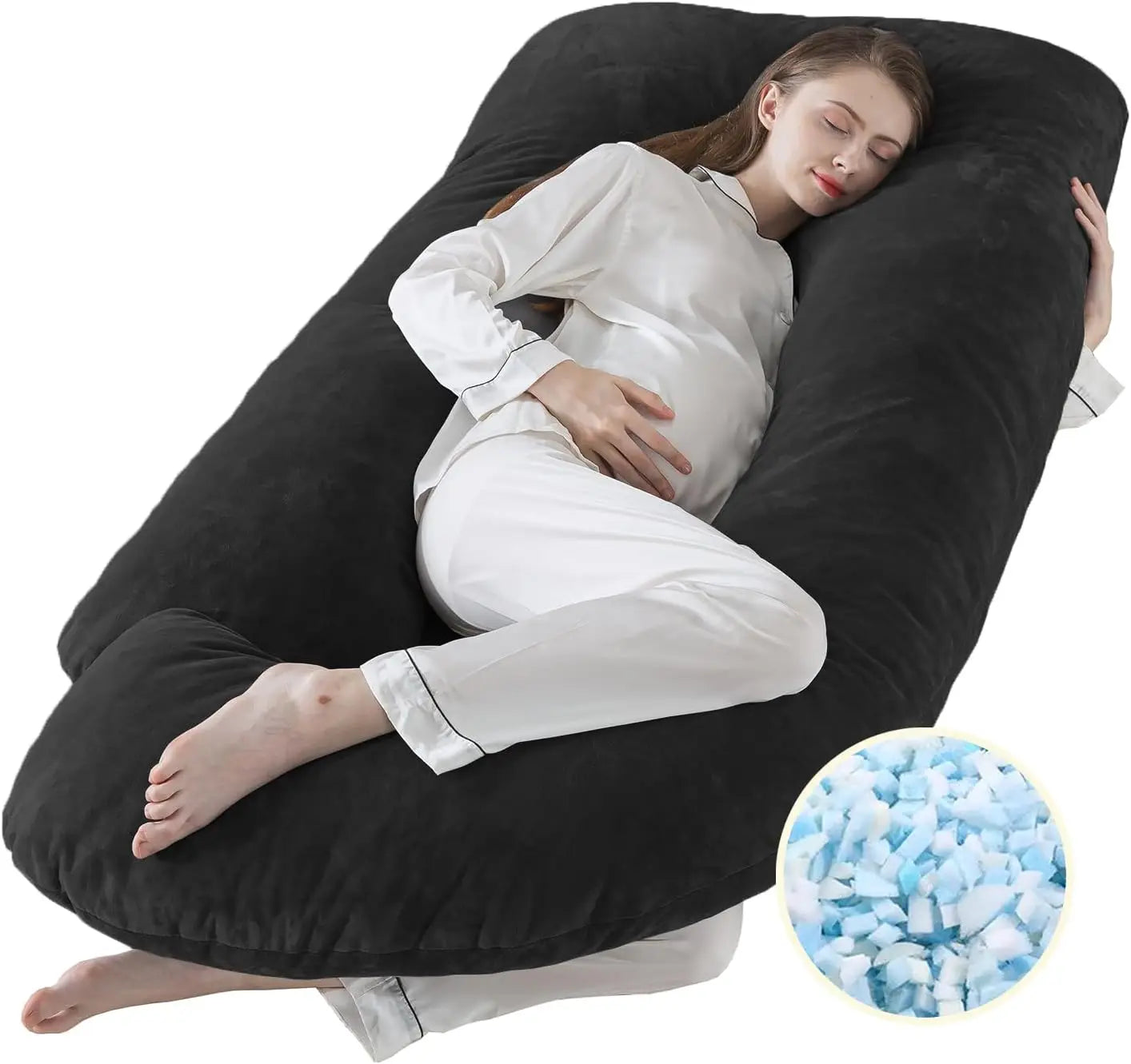 Pregnancy Pillows for Sleeping J Shaped Full Body Maternity Pillow for Adults Memory Foam Support