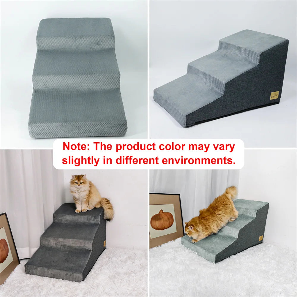 Pet 3 Or 4 Step Stair Dog Cat Ladder High Density Foam