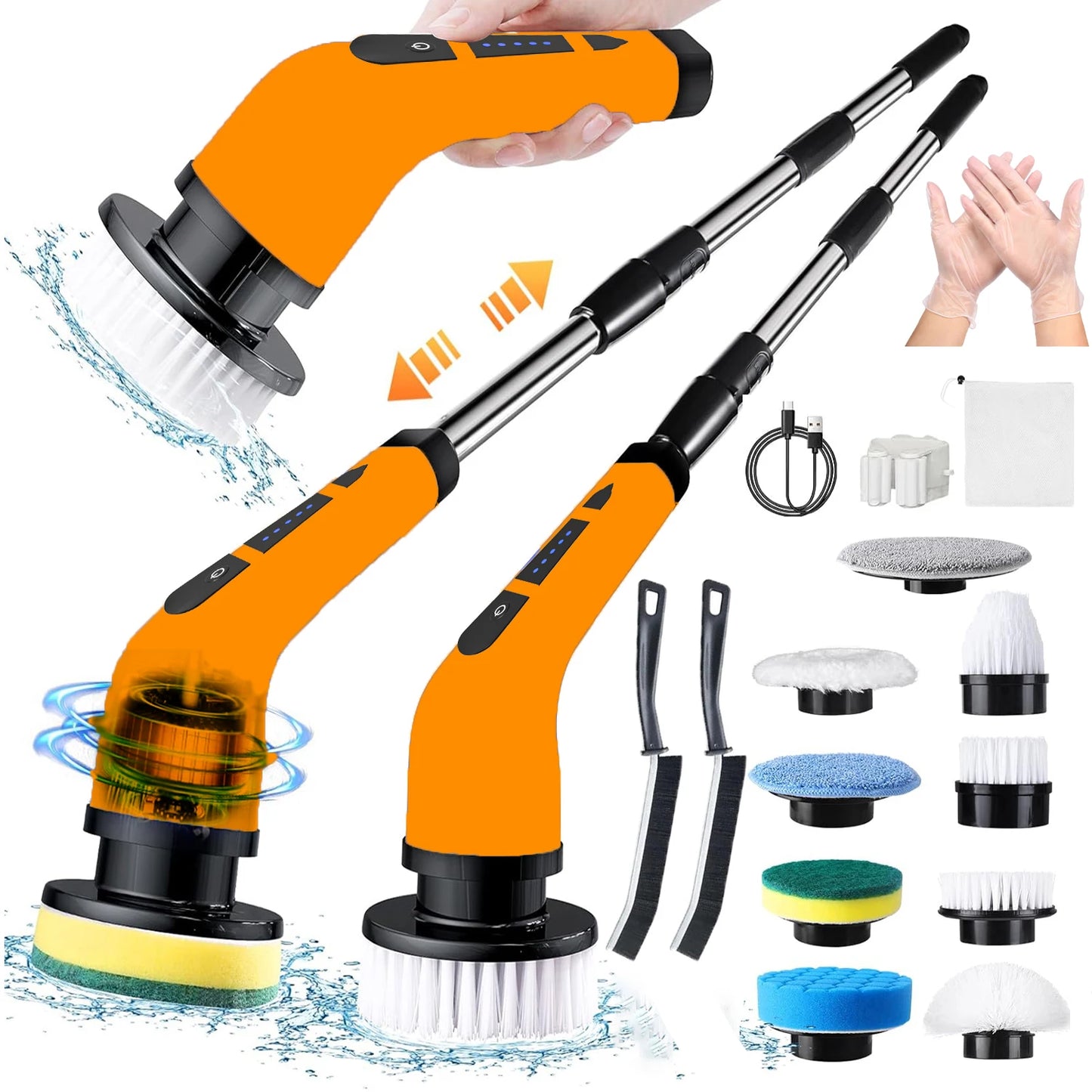 2025 Electric Rotating Floor Scrubber Rechargeable Cleaning Brush Nine Heads