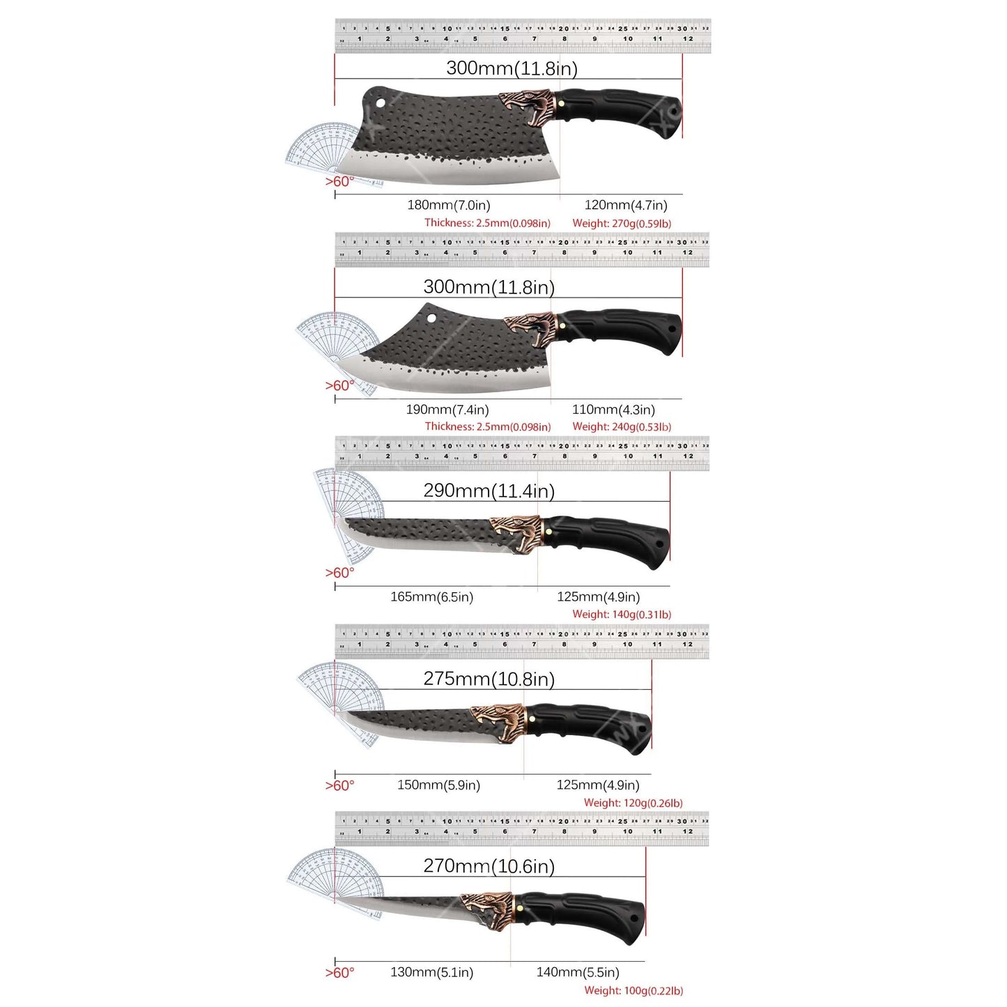 8PCS Professional Kitchen Chef Knife Set Stainless Steel Handmade Forged Knives