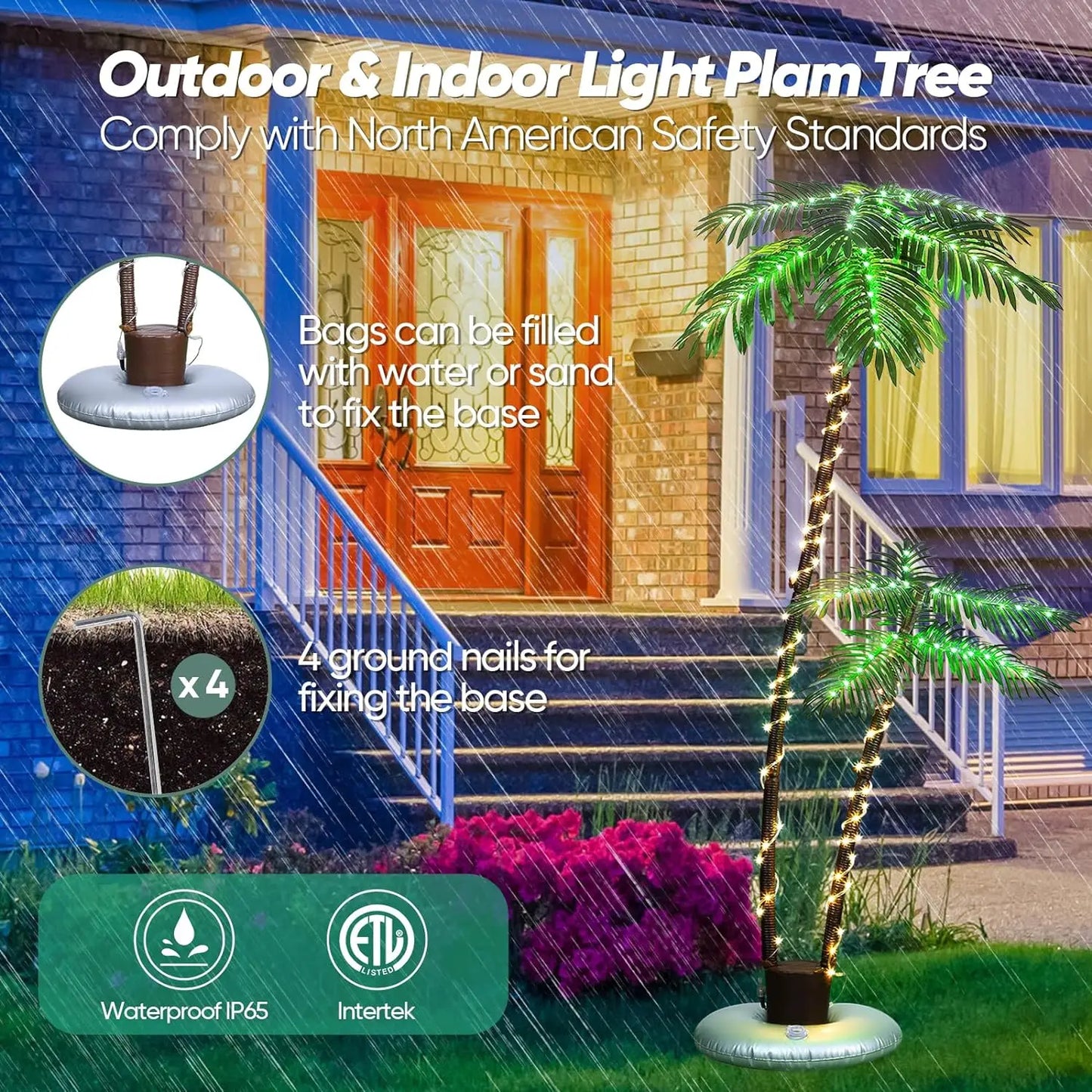 Lighted Palm Trees for Outside Patio 6Ft Fake Palm Tree with 8 Mode LED Lights for Tiki Bar Christmas Decor Artificial Palm Trees
