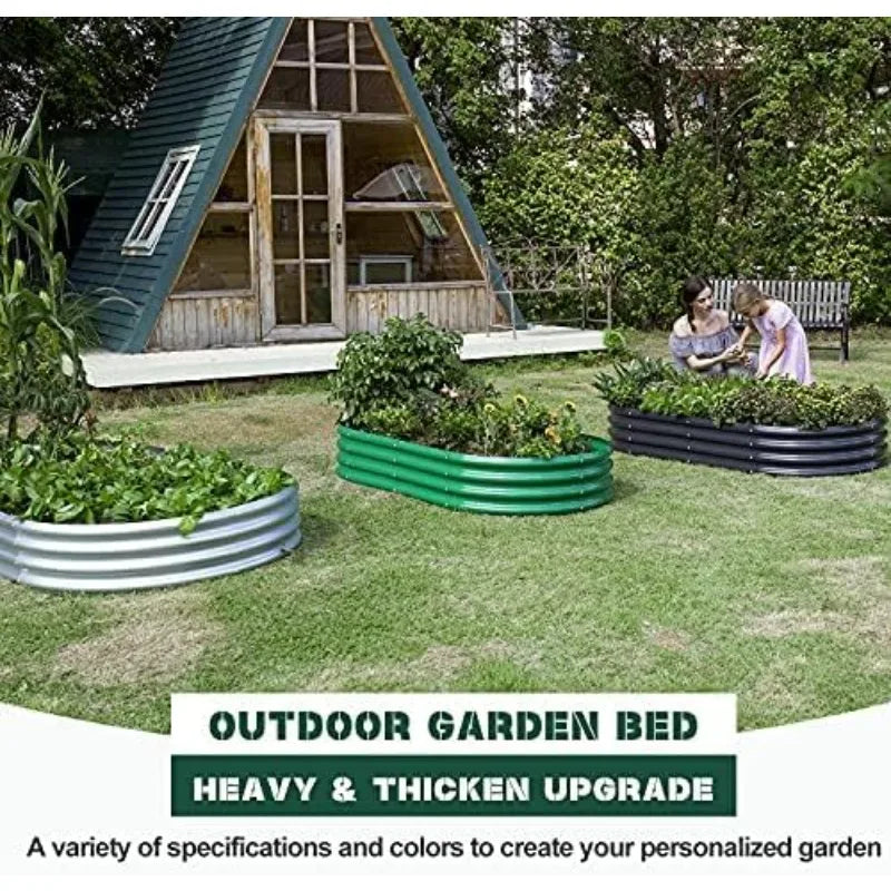 2Pcs Galvanized Raised Garden Bed Kit for Vegetables with Drainage Holes 4x2x1ft