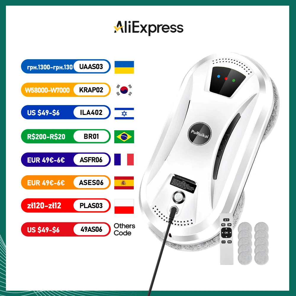 Ultra Thin Robot Vacuum Cleaner Window Cleaning Robot Electric Glass Limpiacristales Remote Control for Home