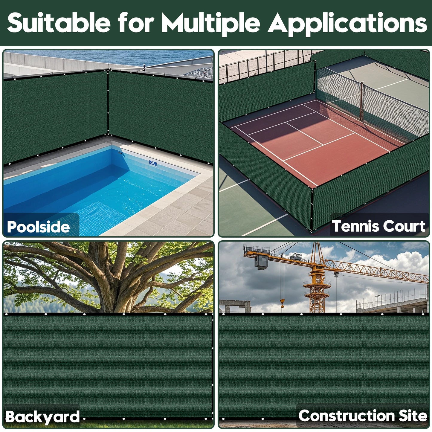 6 Foot x 50 Foot Green Outdoor Backyard Privacy Screen Wind Protection Fence