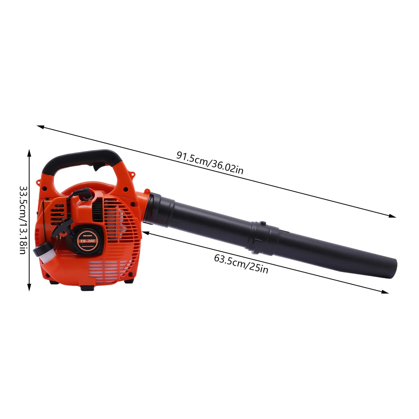Gas Leaf Blower 25.4cc 2 Stroke 4.59 Cubic Feet Per Hour Commercial Handheld