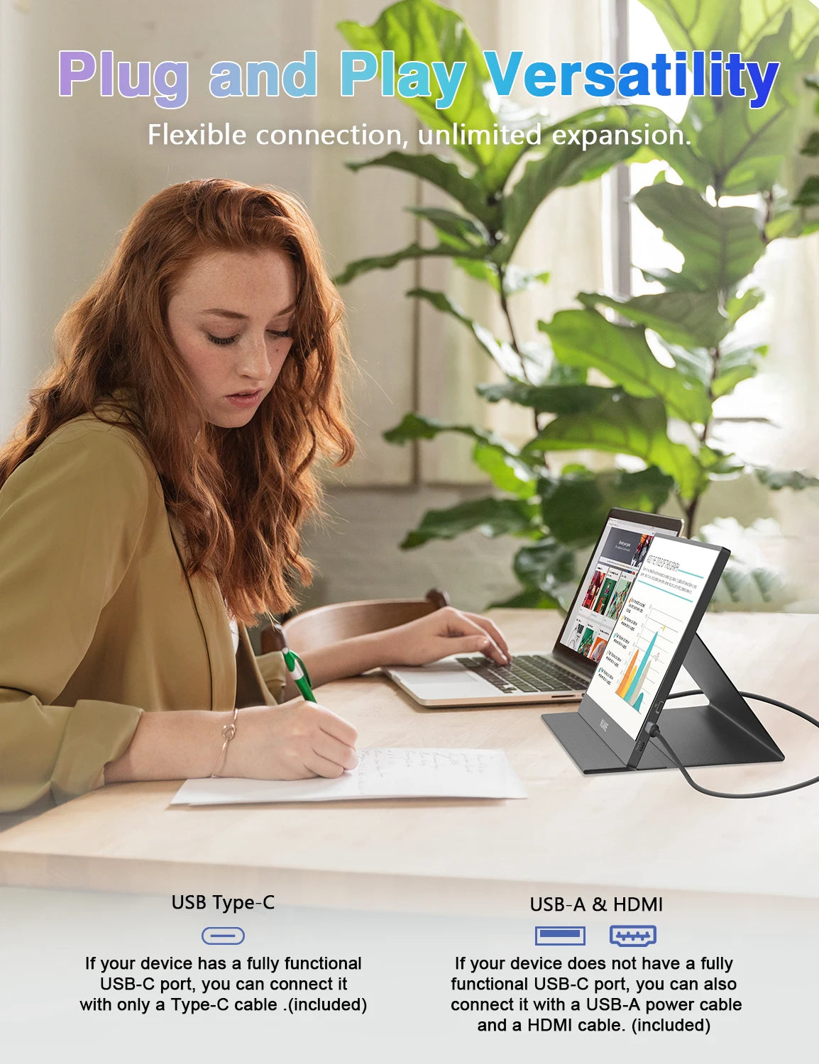 15.6" Portable Monitor, 1080P USB C HDMI Travel Screen
