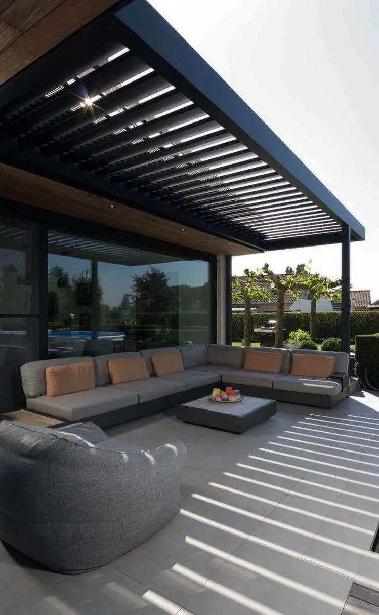 Luxury Modern Outdoor Aluminum Pergola Waterproof Louver Roof Metal 10x10 Electric Motorized Pergola