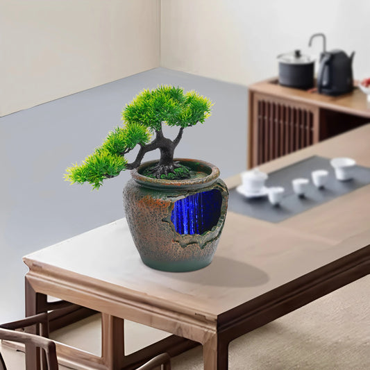 Tree Style Desktop Art Decoration with LED Lights Fountain