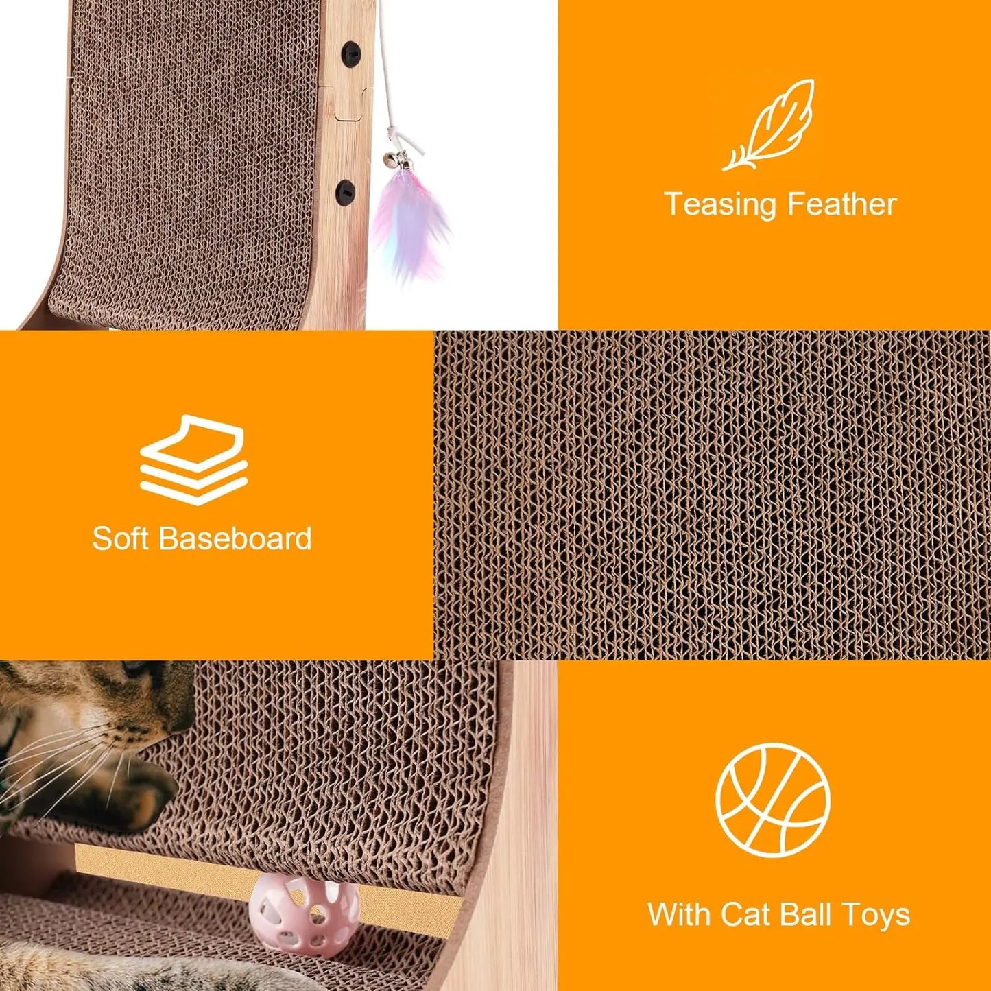 L Shape Cat Scratcher, 23.6 Inch for Indoor Cats Furniture