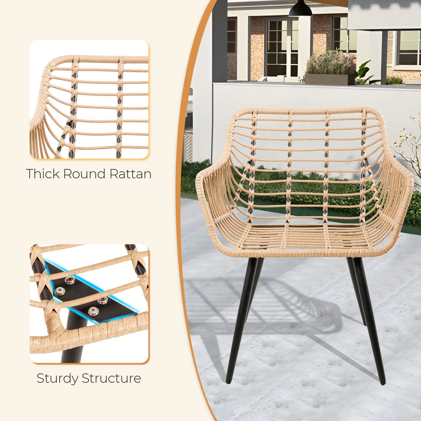 5 Piece Patio Bistro Outdoor Wicker Set With Ottoman Table