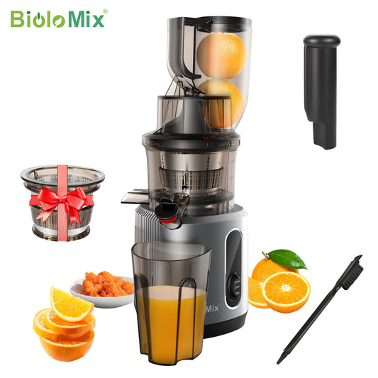 Cold Press Juicer with 75mm Feed Chute, 200W 40-65RPM Powerful Motor Fits Whole Fruits