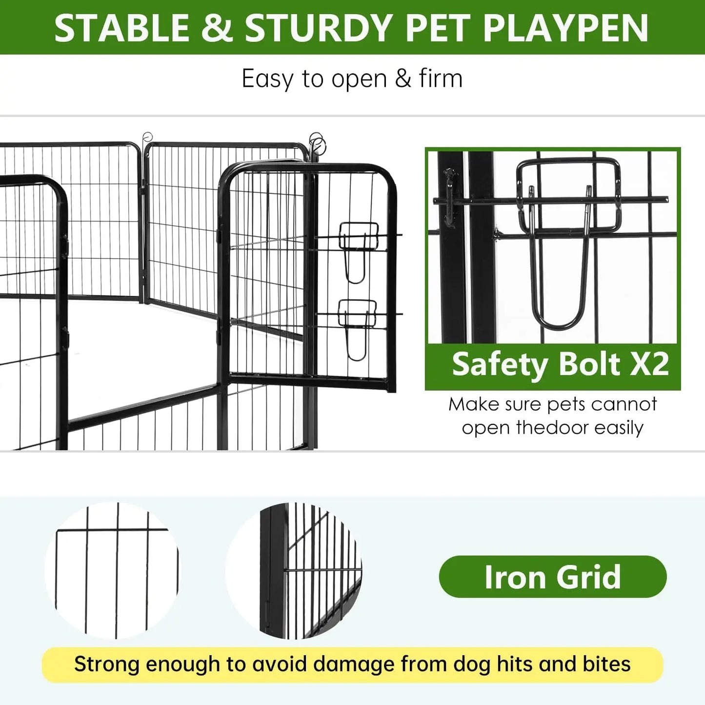 Dog Playpen 40 Inch 8 Panels Heavy Duty Metal Pet Exercise Pen