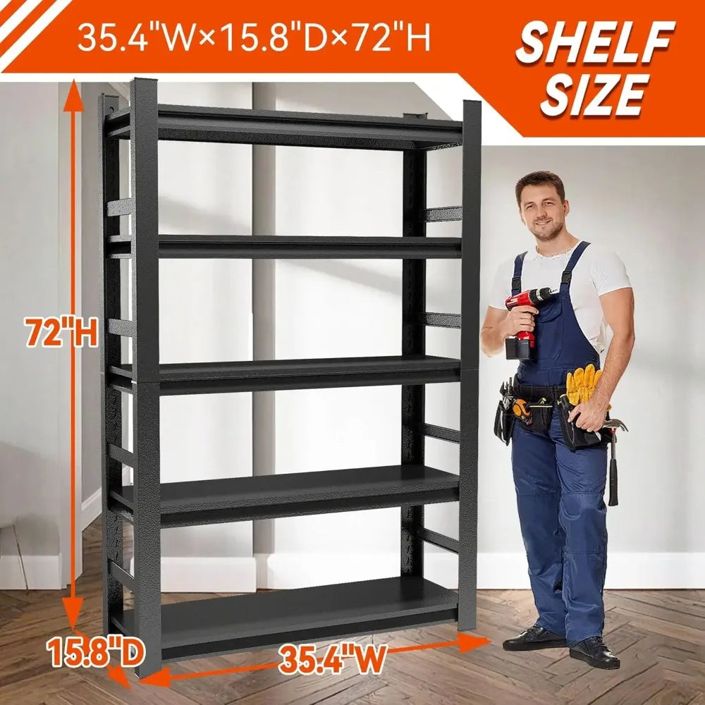 Garage Shelving Unit 5 Tier Steel Rack With Easy Assembly And Durable Finish