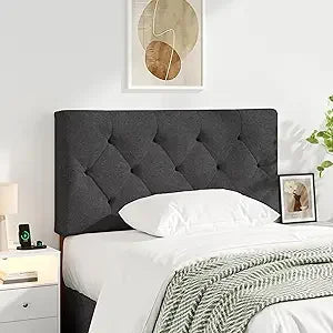 Upholstered Queen Size Headboard Only Adjustable Height Bed Frame 49 to 62 Inches Modern Design