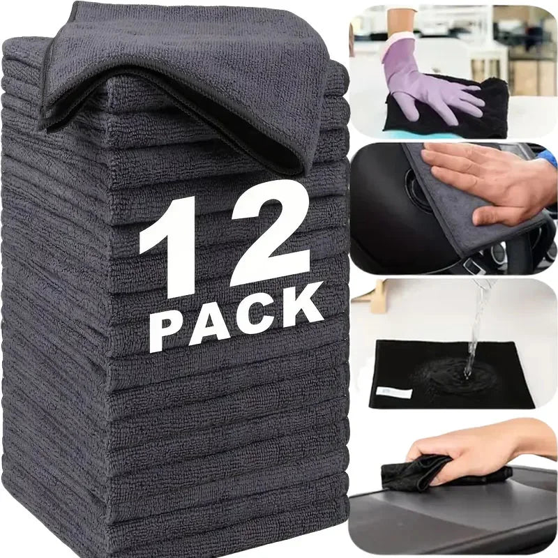 12 Pcs Thickened Microfiber Car Towels For Cleaning Drying Auto Detailing And Polishing 25x25cm Or 30x30cm