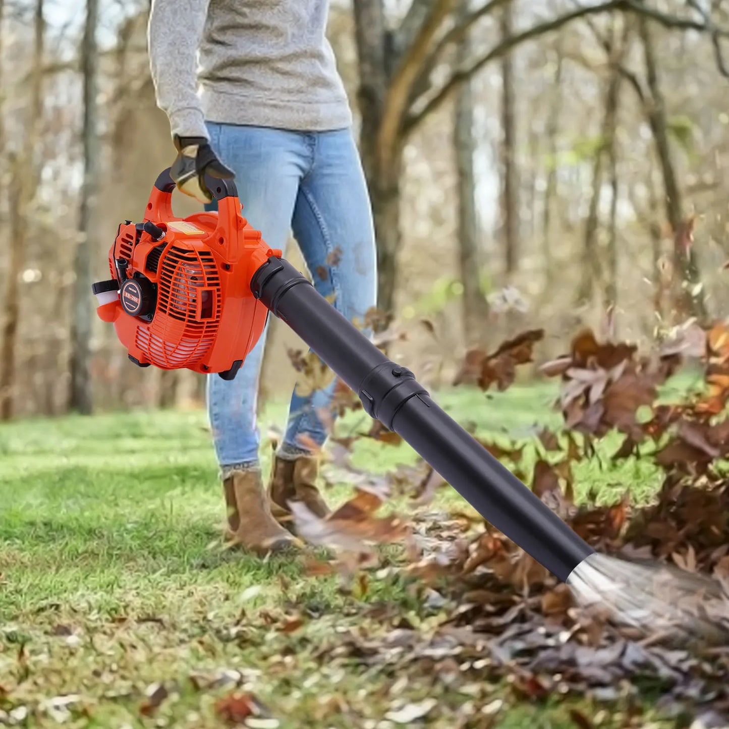 Gas Leaf Blower 25.4cc 2 Stroke 4.59 Cubic Feet Per Hour Commercial Handheld