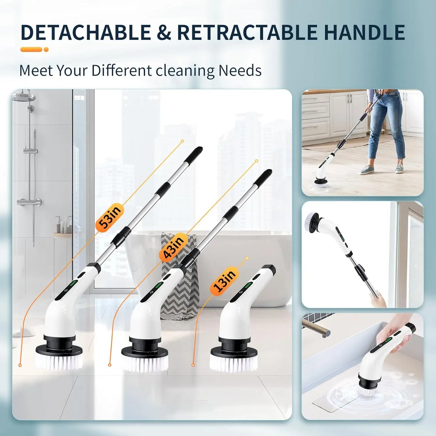 2025 Electric Rotating Floor Scrubber Rechargeable Cleaning Brush Nine Heads