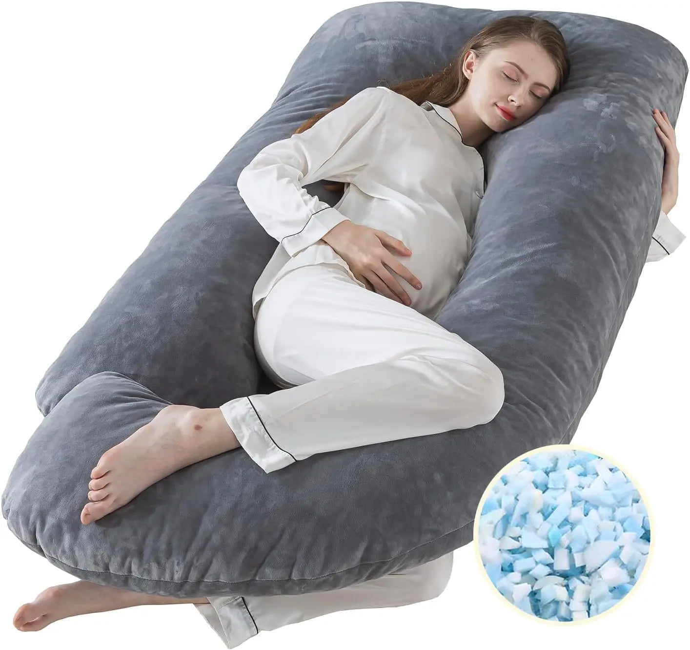 Pregnancy Pillows for Sleeping J Shaped Full Body Maternity Pillow for Adults Memory Foam Support