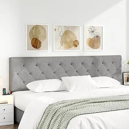 Upholstered Queen Size Headboard Only Adjustable Height Bed Frame 49 to 62 Inches Modern Design