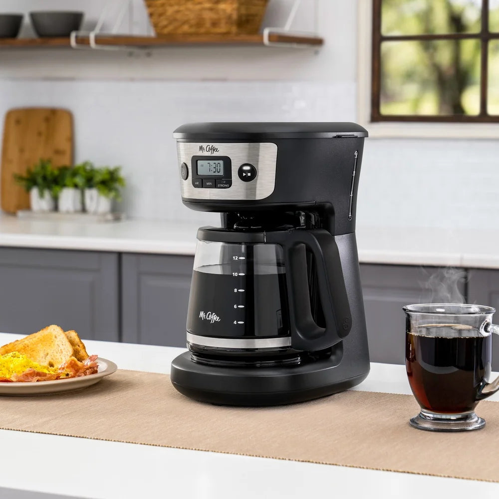 12 Cup Programmable Coffee Maker with Strong Brew Selector Auto Pause Brew Later Feature and 4 Hour Auto Shutoff