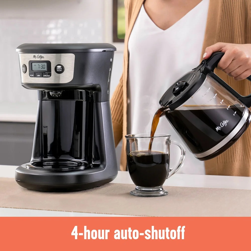 12 Cup Programmable Coffee Maker with Strong Brew Selector Auto Pause Brew Later Feature and 4 Hour Auto Shutoff
