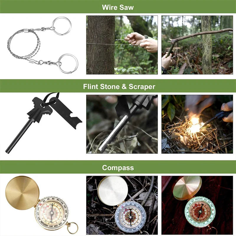 18 in 1 Outdoor Survival Kit Emergency Gear for Travel