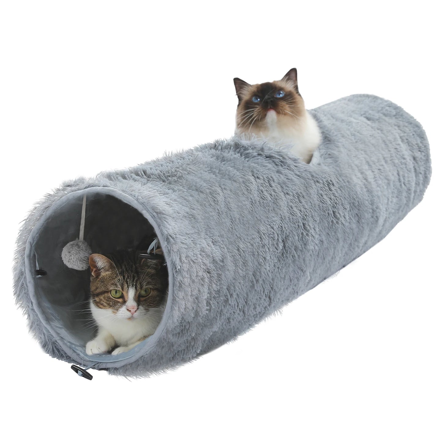 Collapsible Fluffy Plush Cat Tunnel Foldable 44 Inches