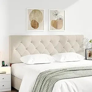 Upholstered Queen Size Headboard Only Adjustable Height Bed Frame 49 to 62 Inches Modern Design
