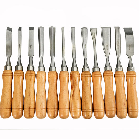 VEVOR 12Piece Wood Carving Hand Chisel Set for Woodturning and Woodworking Professional Gouges Carpentry Tools