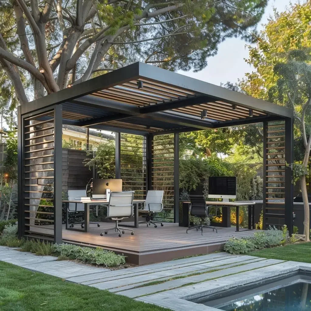 Luxury Modern Outdoor Aluminum Pergola Waterproof Louver Roof Metal 10x10 Electric Motorized Pergola