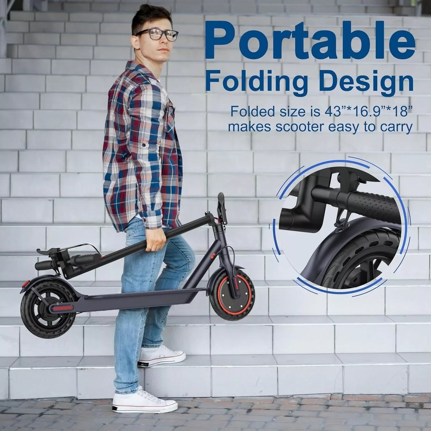 LP60 Folding Electric Scooter 350W 19mph App 8.5Inch Tire