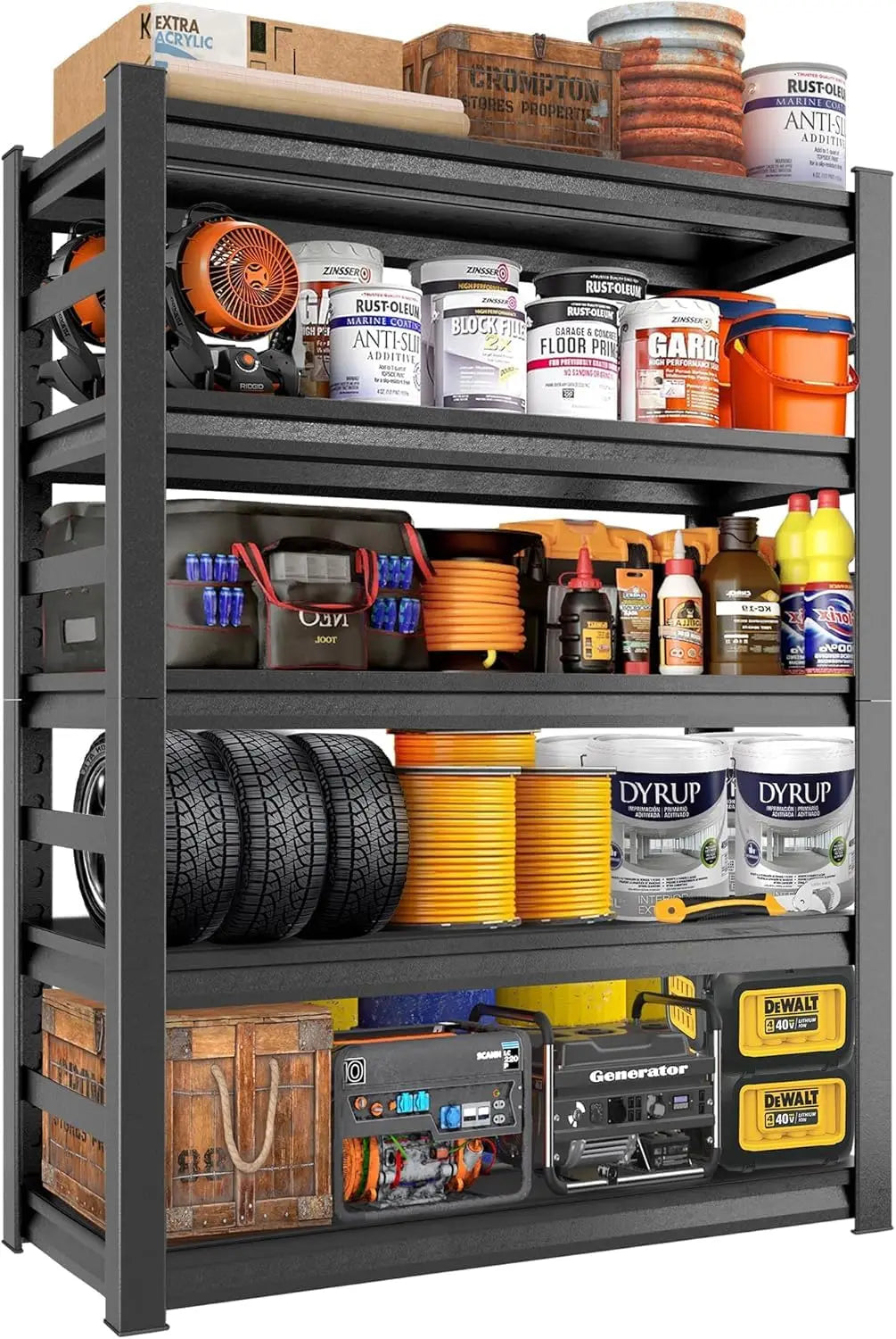 Garage Shelving Unit 5 Tier Steel Rack With Easy Assembly And Durable Finish
