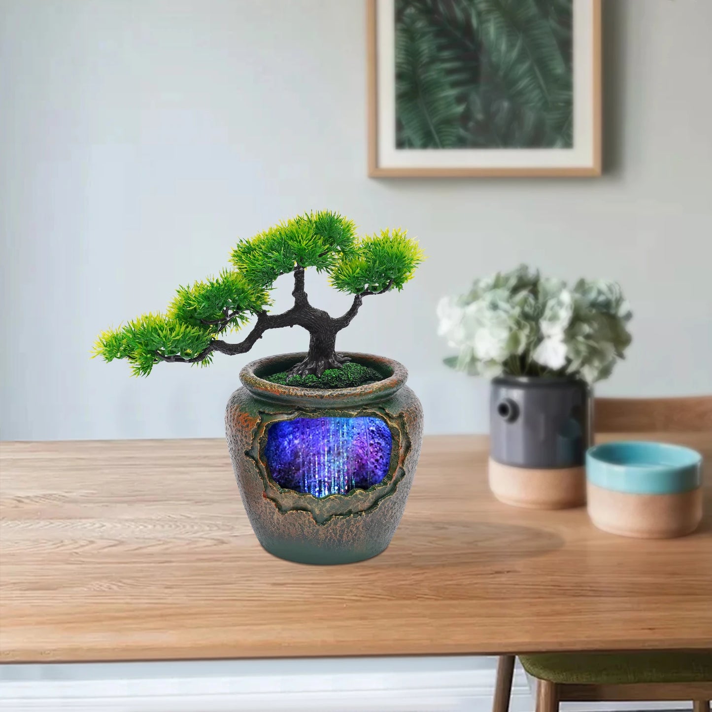 Tree Style Desktop Art Decoration with LED Lights Fountain