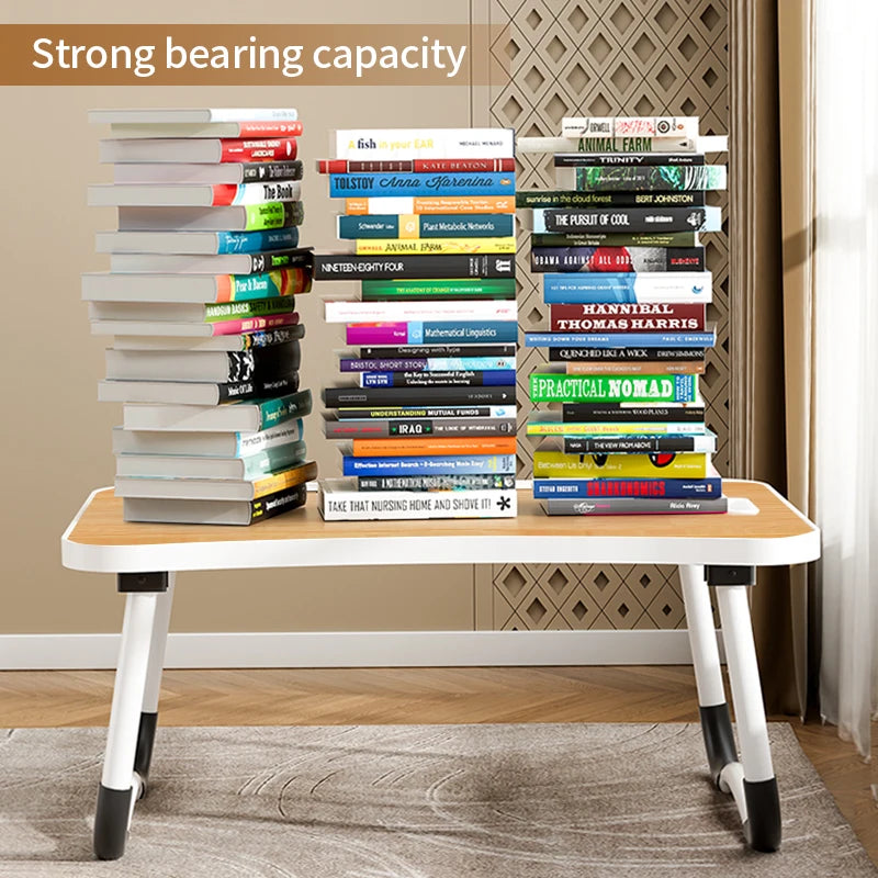 Portable Laptop Desk with USB Light Small Fan Cup Holder Tablet Slot and Lifting Handle