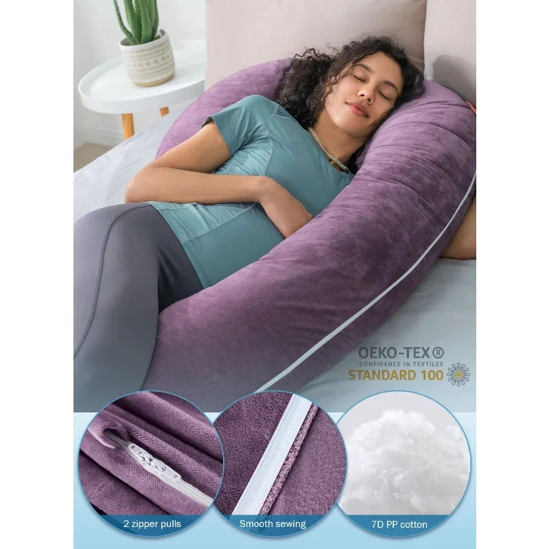 Pregnancy Pillow Maternity Body Pillow with Velvet Cover C Shaped for Sleeping