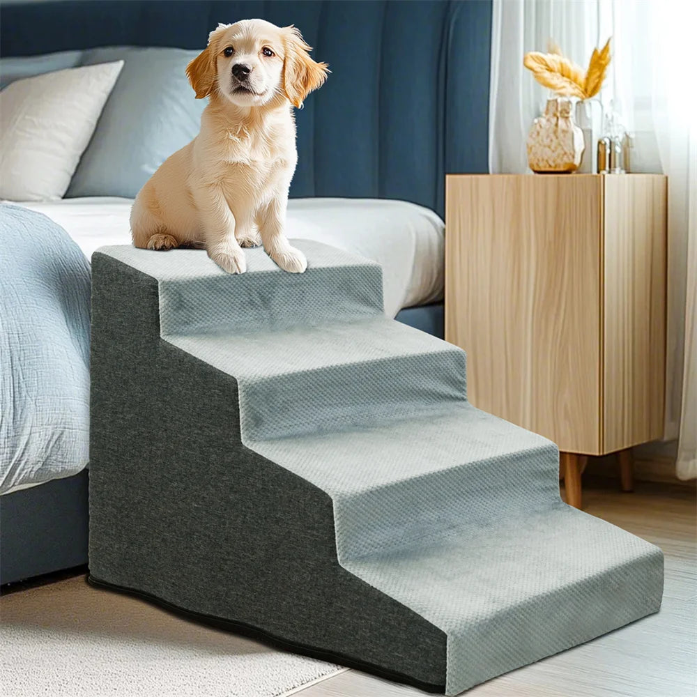 Pet 3 Or 4 Step Stair Dog Cat Ladder High Density Foam